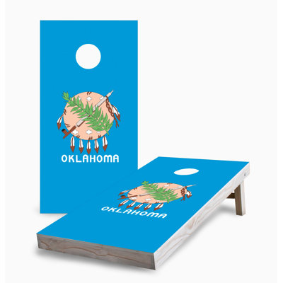 Oklahoma State Flag 2x4 Cornhole Board Set | Includes (2) Boards (8) Bags & Optional Accessories