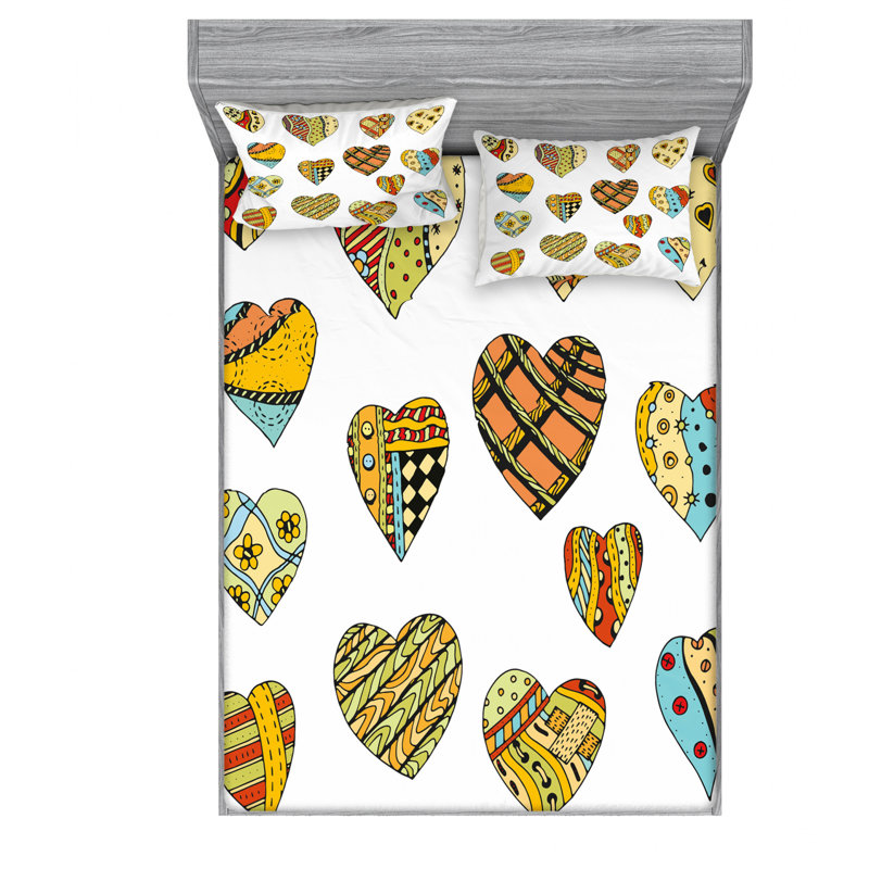 Microfiber Geometric Sheet Set, Queen Sheet Set with Fitted Sheet