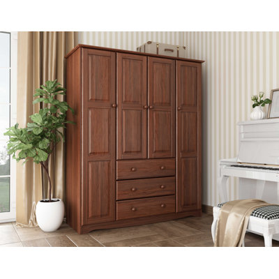 Musman Family 100% Solid Wood 4-door Wardrobe Armoire by Winston Porter