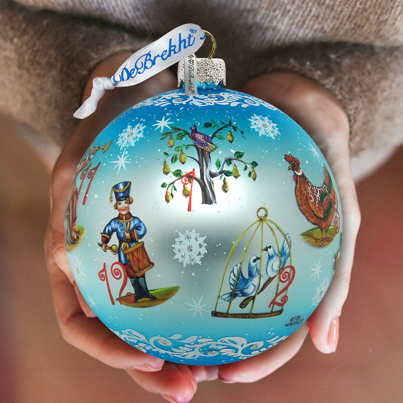 Holiday Splendor 5.5'' Handmade Glass Ball Ornament, Christmas 8, 5.5" H x 5" W x 5" D