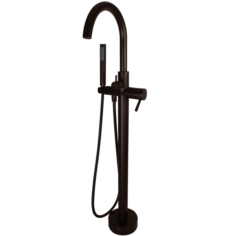 Robinet de baignoire autoportant à fixation au sol avec douche à main, Bronze huilé