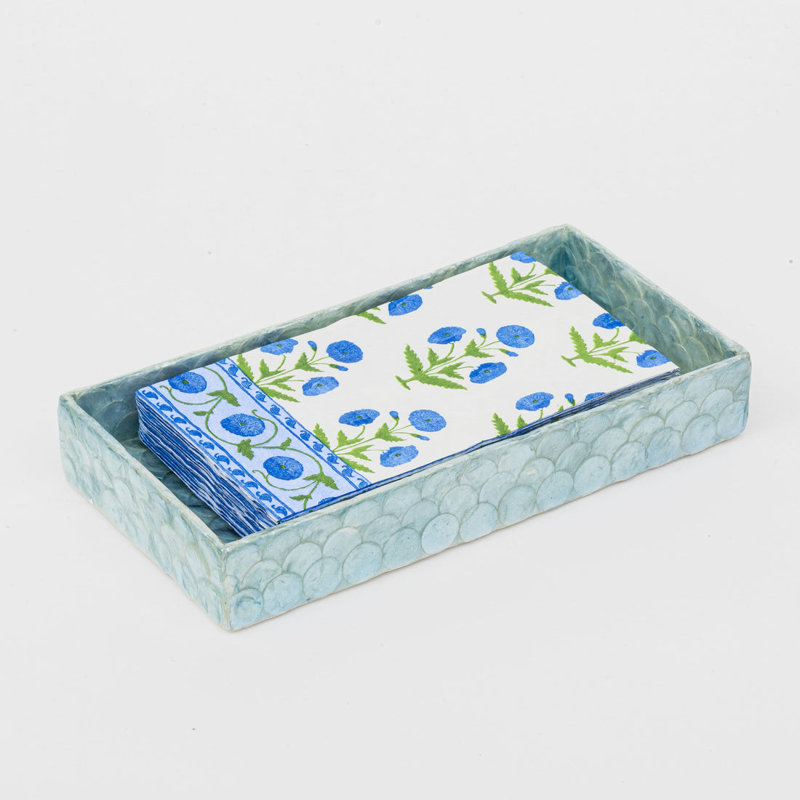 Capiz Shell Decorative Tray, Aqua Blue, Aqua Blue