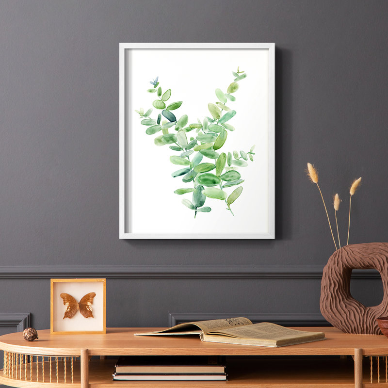 Eucalyptus III, reproduction encadrée - bois massif, Blanc, H 20 po x l 16 po
