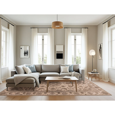 Tapis beige Tabriz lavable à la machine