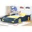 Lit plateforme en forme de voiture de course, taille standard, avec roues et rangement, bleu foncé-1867673574