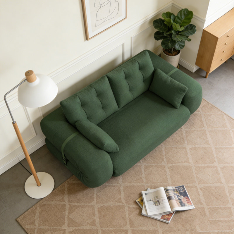 78.7" Multi-Functional Foldable Sofa Bed, Green