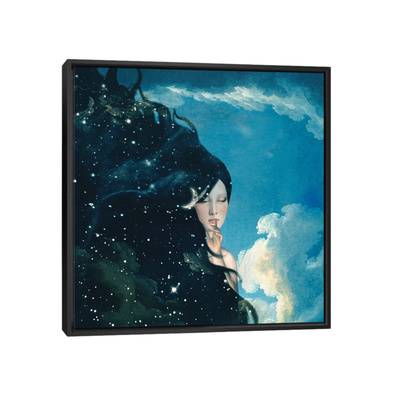 « lady night », impression sur toile, H 18 po x l 18 po x P 1,5 po, Black Framed Canvas, Pas de tapis