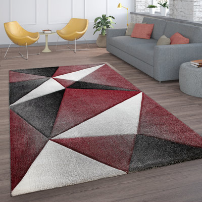Provins 100% Polypropylene Red/Black/White Indoor/Outdoor Rug
