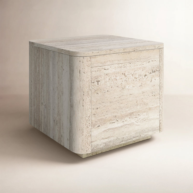 Totka Faux Travertine Square End Table