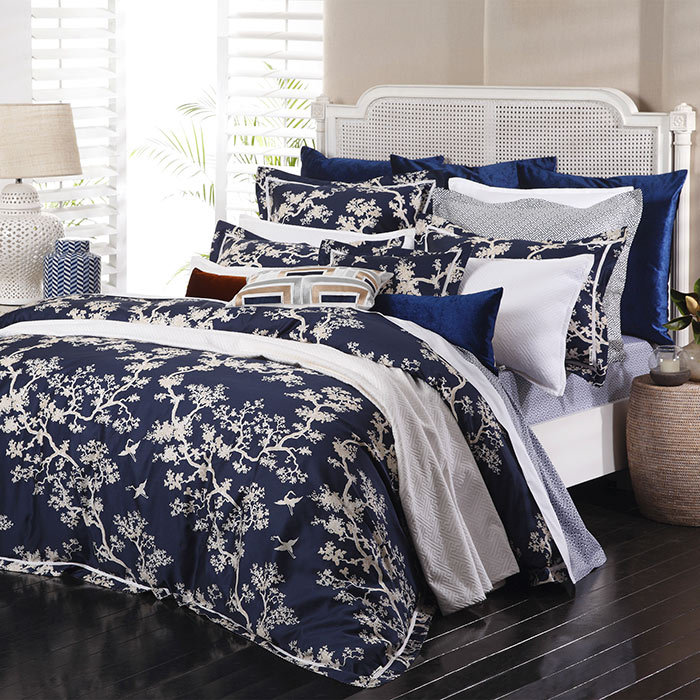 Dix Traditional Cotton Floral Duvet Cover, Twin, Violet/Light Gray