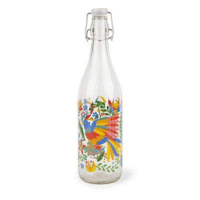 Excelsa Mexican Flowers 1000ml Glass Water Bottle
