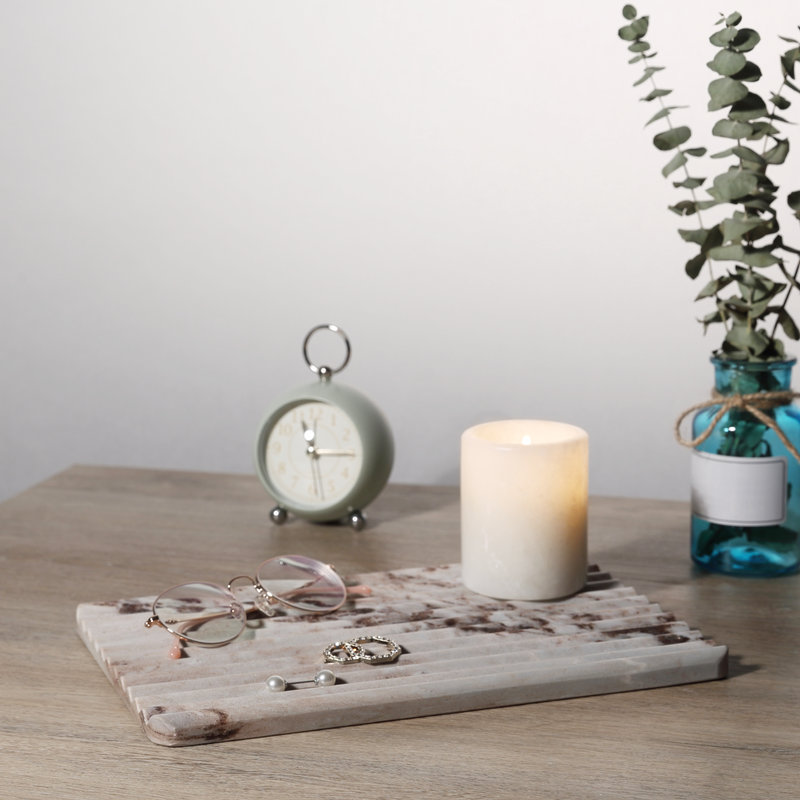 Guein Rectangle Natural Marble Tray,Palissandro Classico