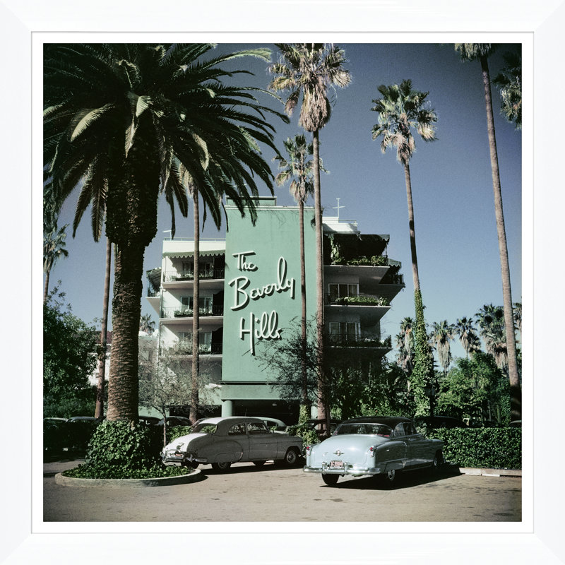 Beverly Hills Hotel Print by Slim Aarons, 36" H x 36" W x 1.5" D, White Single Picture Framed