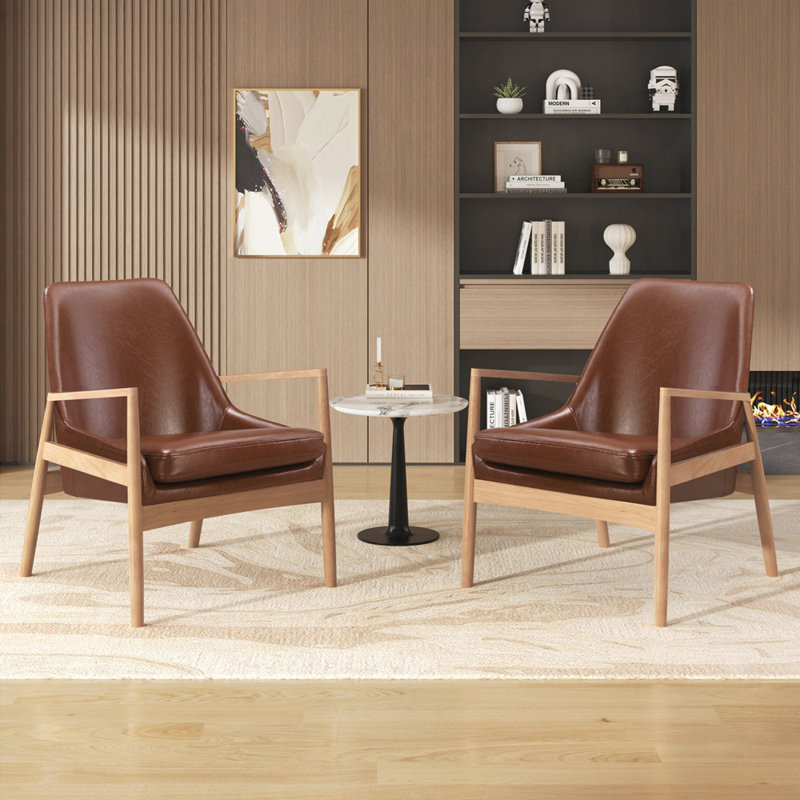 Ensemble de 2 chaises d'appoint en similicuir, structure moderne en bois massif pour plus de confort et de style