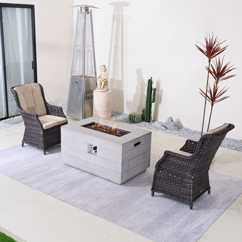 Ensemble de conversation d'extérieur en osier pour 2 personnes avec coussins Helmi, Beige, Brun