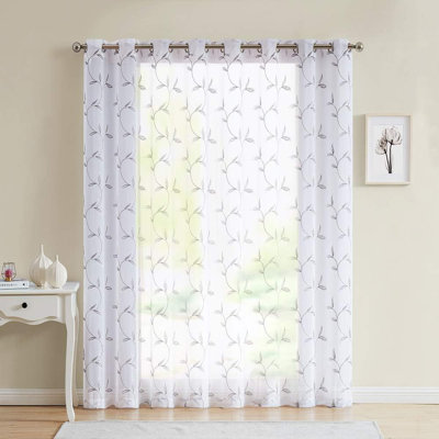 Panneau de rideau diaphane avec porte coulissante en faux lin