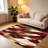 Red Brown Abstract Geometric carpet-easy to clean, machine-washable, soft and comfortable; suitable for door mats, kitchens, living rooms, bedrooms, corridors, and laundry areas. Easy to clean, durable carpet for home decoration.-128973522