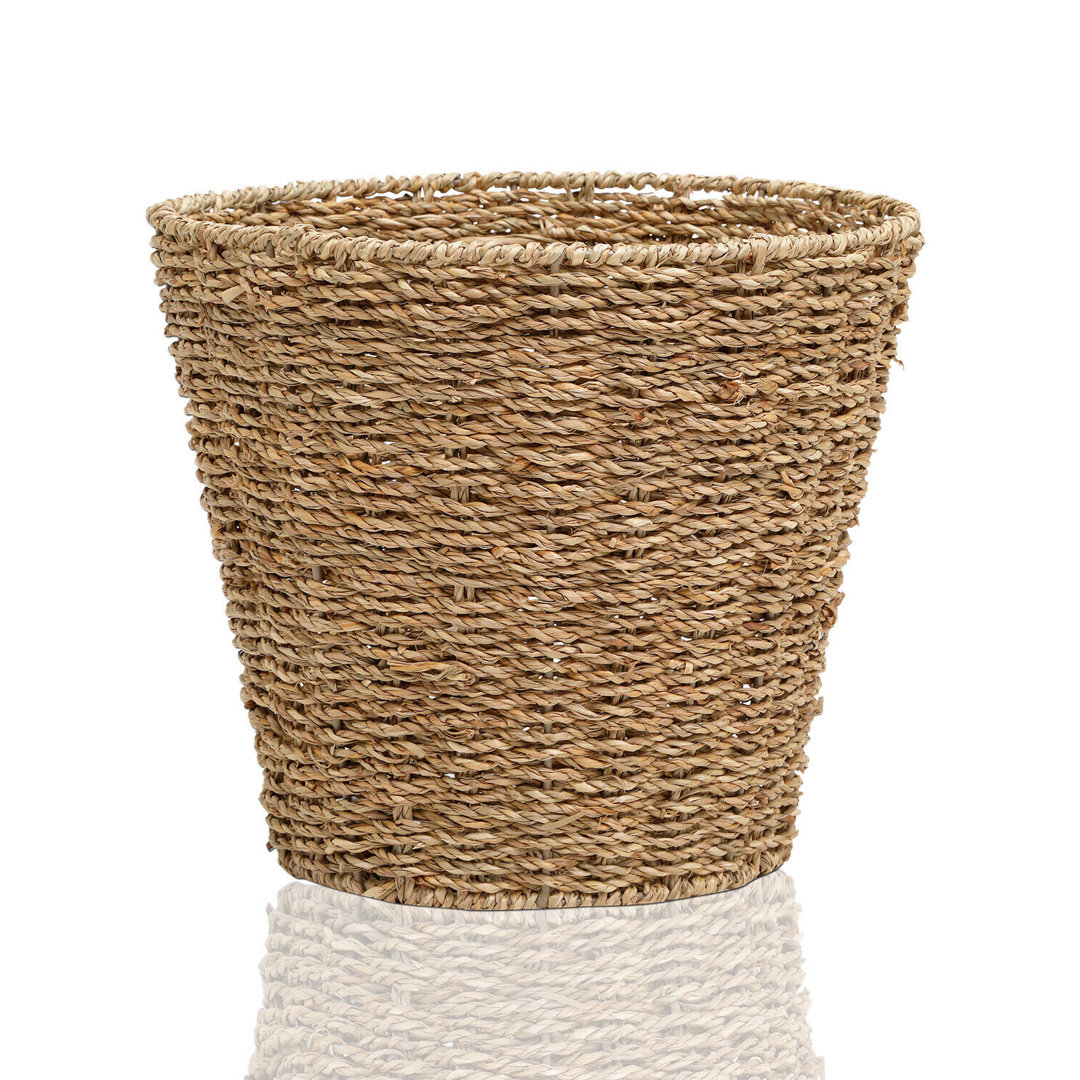 MantraRaj Seagrass Basket Natural Round Seagrass Waste Paper Basket Bin For Home Office