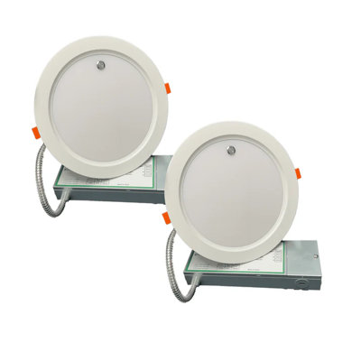 E2 Lighting Slim LED Downlight with Emergency Battery Backup | 2-Pack | 8" | 18W | Dimmable | 5CCT Tunable