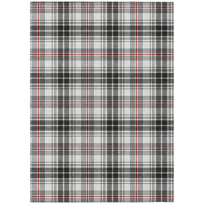 5' X 8' Black Ivory And Red Plaid Washable Indoor Outdoor Area Rug