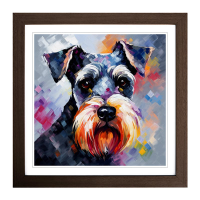 Schnauzer Abstract No.1 - Single Picture Frame Print on Wood
