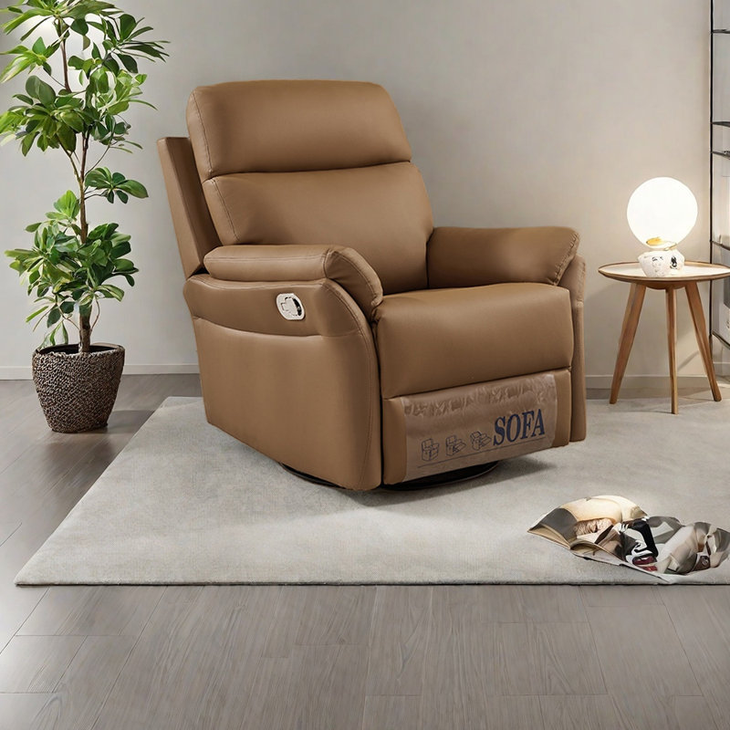 Elegant light luxury faux leather lounge chair, Brown