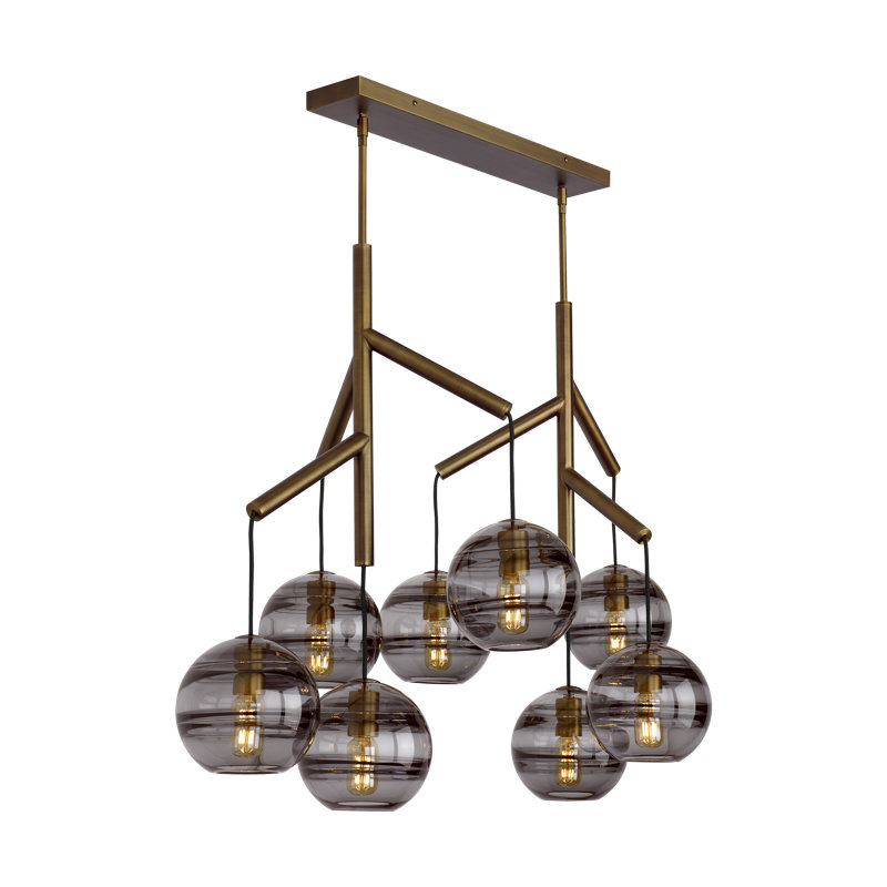 Sedona 8 - Light Chandelier, No, Transparent Smoke, Aged Brass