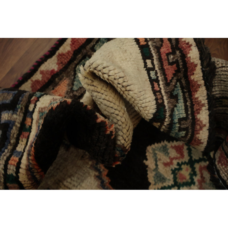 Tapis traditionnel fabriqué à la main 4 x 7 présentant un art géométrique intemporel