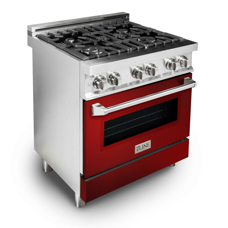 ZLINE 30" Legacy Dual Fuel Range, Red Gloss Stainless Steel