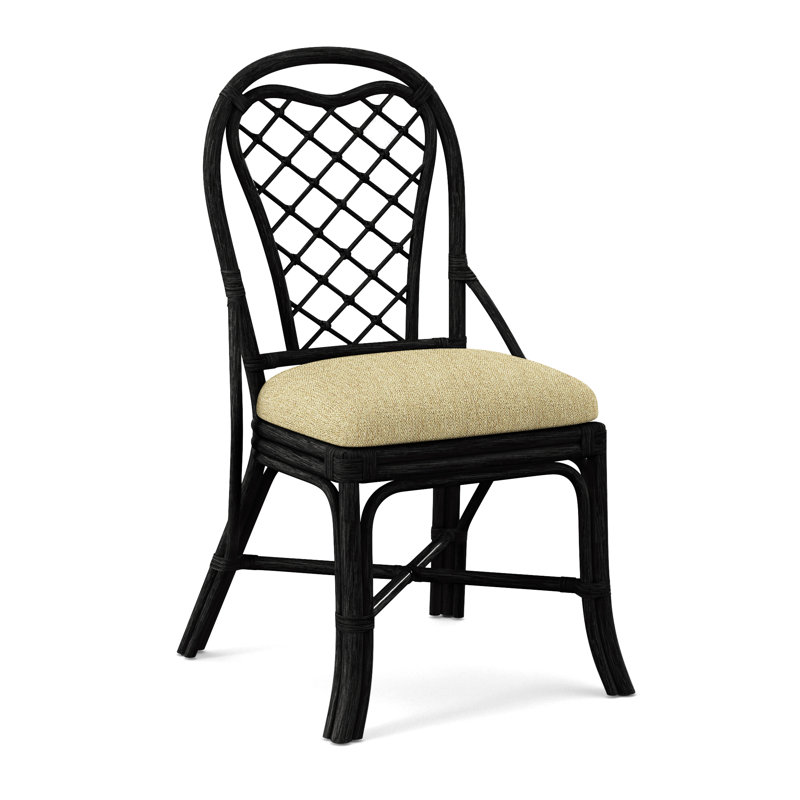 Trellis Back Side Dining Chair, Beige Sugar Performance; 0863-93, Black
