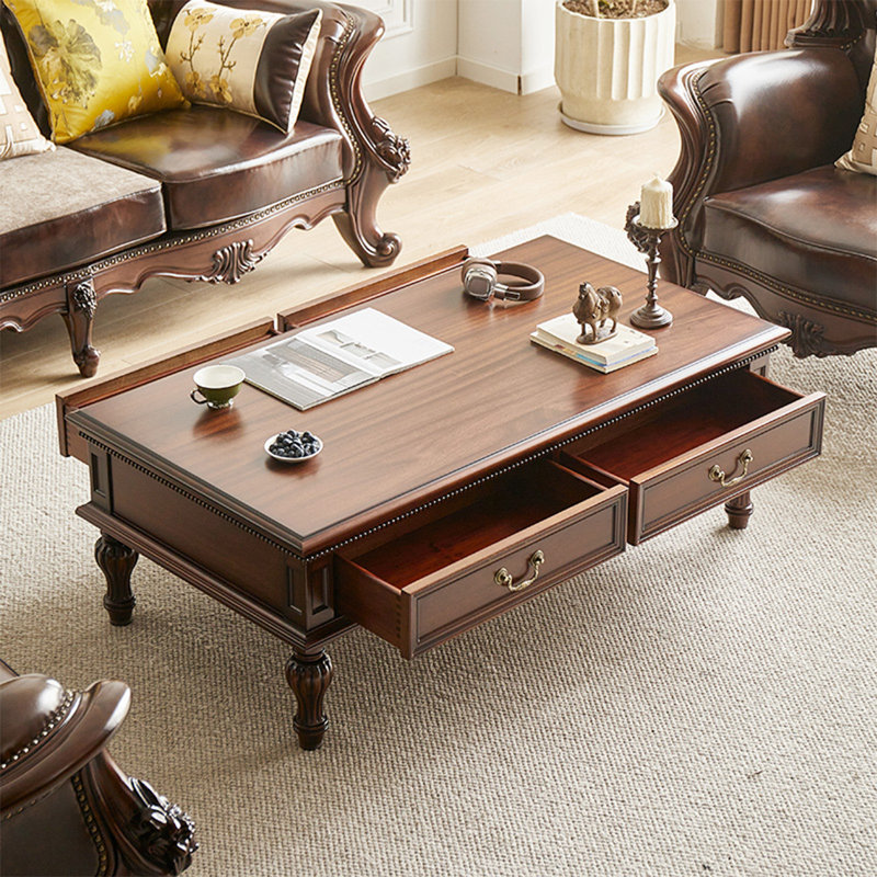 Table basse en bois massif avec rangement