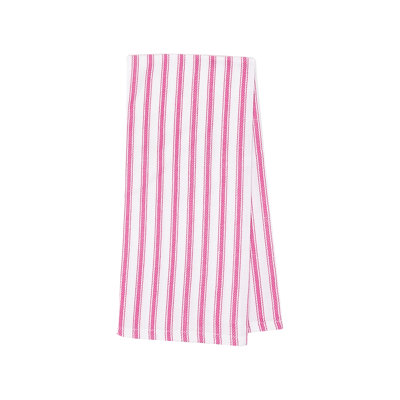 Serviette de cuisine en coton tissé à rayures Ticking Fuchsia