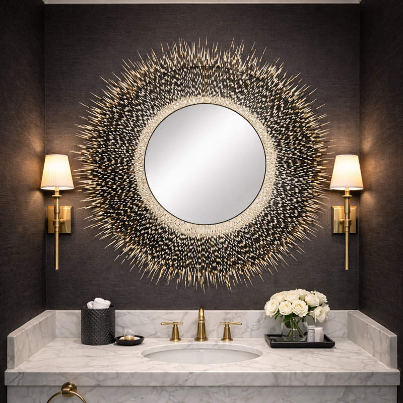 Extra Large Porcupine Quill Mirror