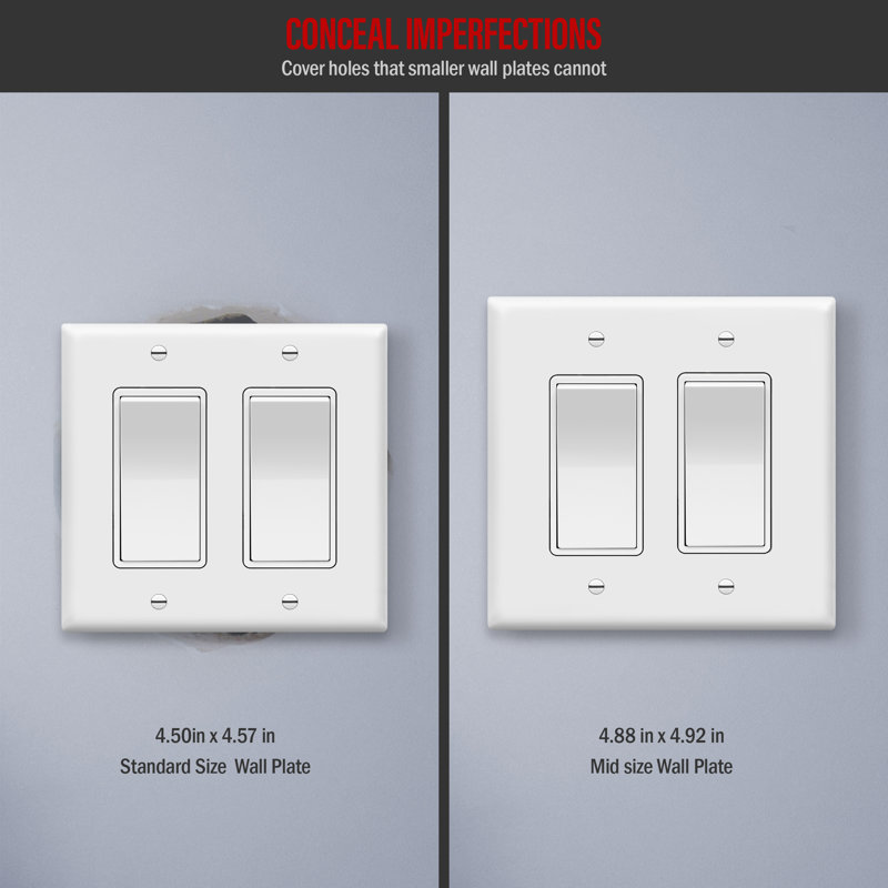2-Gang Rocker Wall Plate, White(3-Pack)