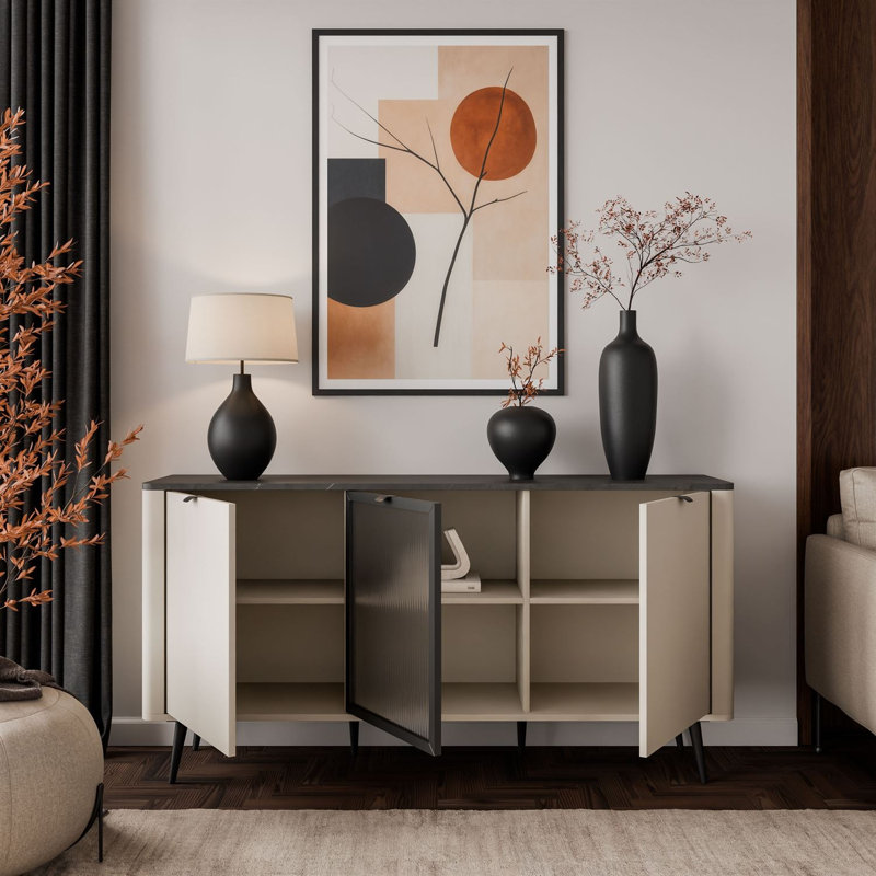 160cm Sideboard, cashmere / grey stone