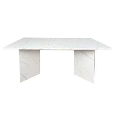 Extendable Dining Room Table for 6 8 10, Modern Faux Marble Wooden Long Large Rectangular Expanding Conference Kitchen Table