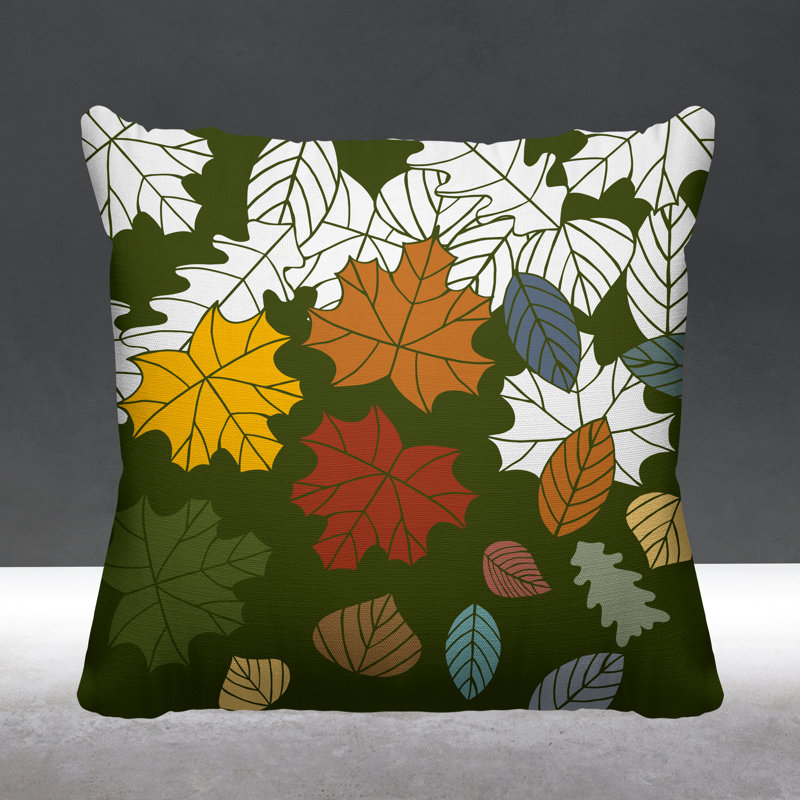 Coussin intérieur / extérieur Collin Maple Leaf, 15 po x 15 po, Vert, Carré