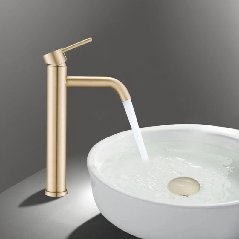 Single Handle Bathroom Modern Tall Faucets, Brushed Gold