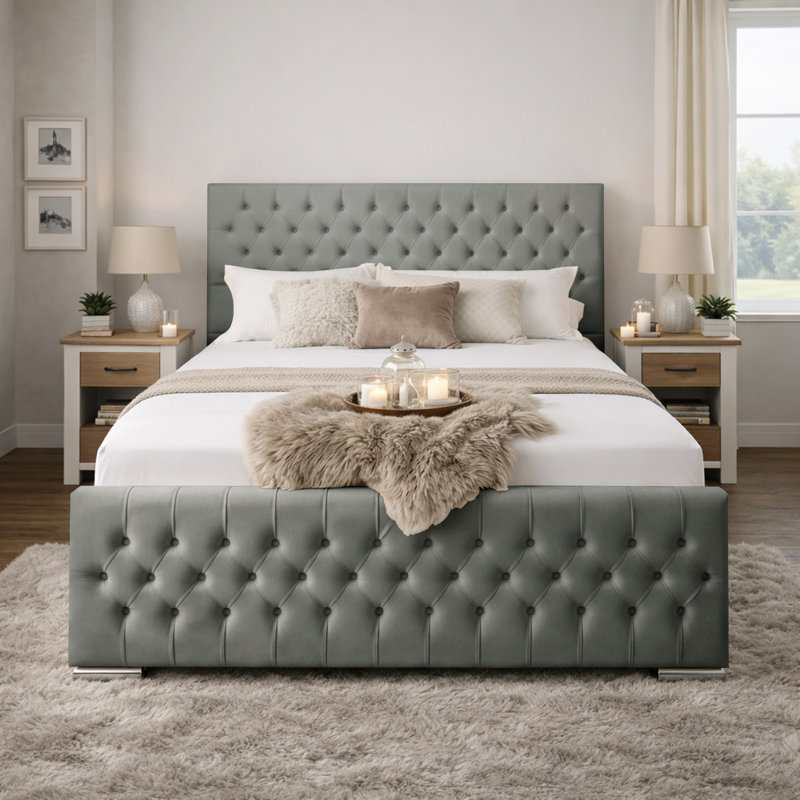Kensington Upholstered Bed Frame, Small Double (4'), Grey