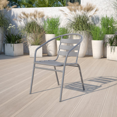 Siyam Modern Aluminum Slat Back Stacking Patio Chair