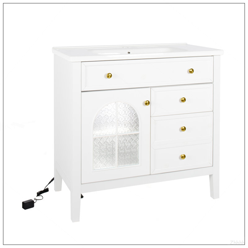 Armoire de salle de bain 35,6 ", seulement armoire, blanc, White