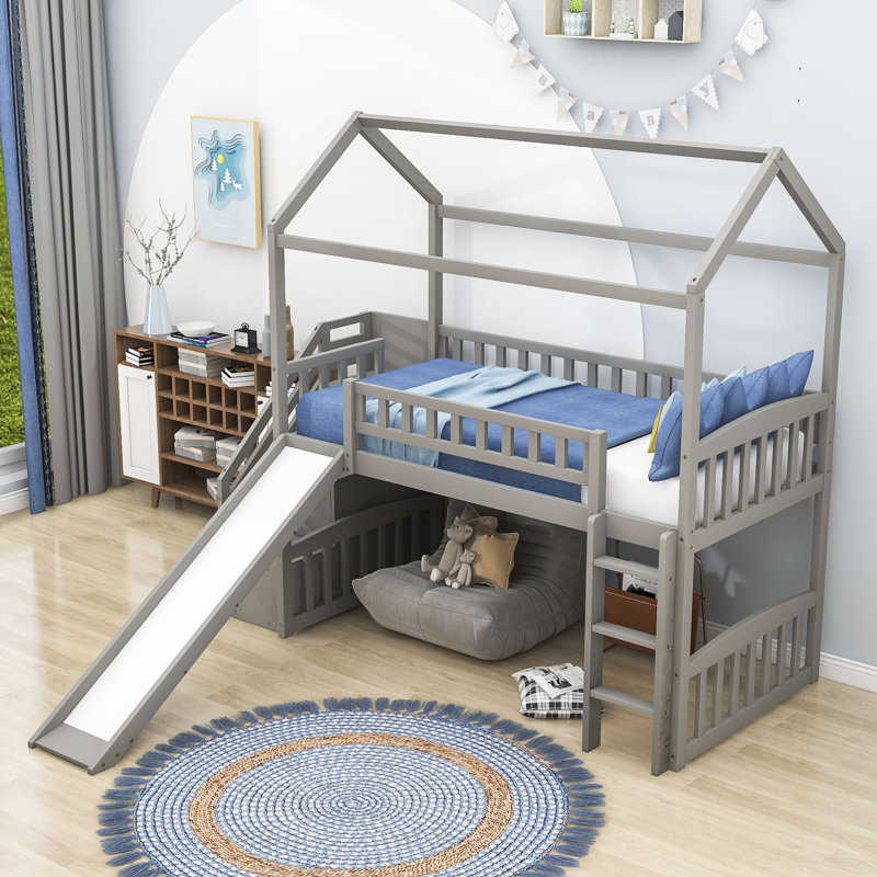 Oehler Kids Twin Loft Bed, Gray