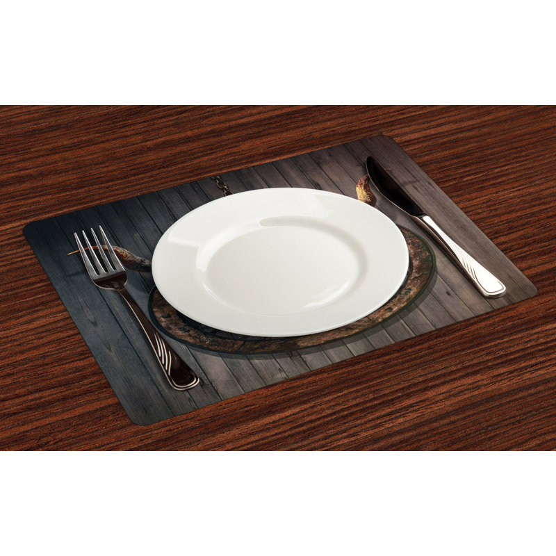 Mccrae Barn Wood Wagon Wheel Skulll Placemat