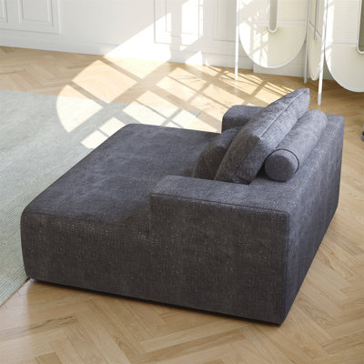 55"x55" Chaise Oversized Lounge Couch Upholstered Chenille Sofa Bed for Living Room by Latitude Run
