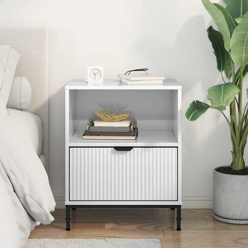 Bedside Table , High Gloss White