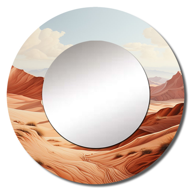 Reynier Desert Dreams Canyon Drift I - miroir décoratif minimaliste, miroir mural rond moderne, impression d'art en métal