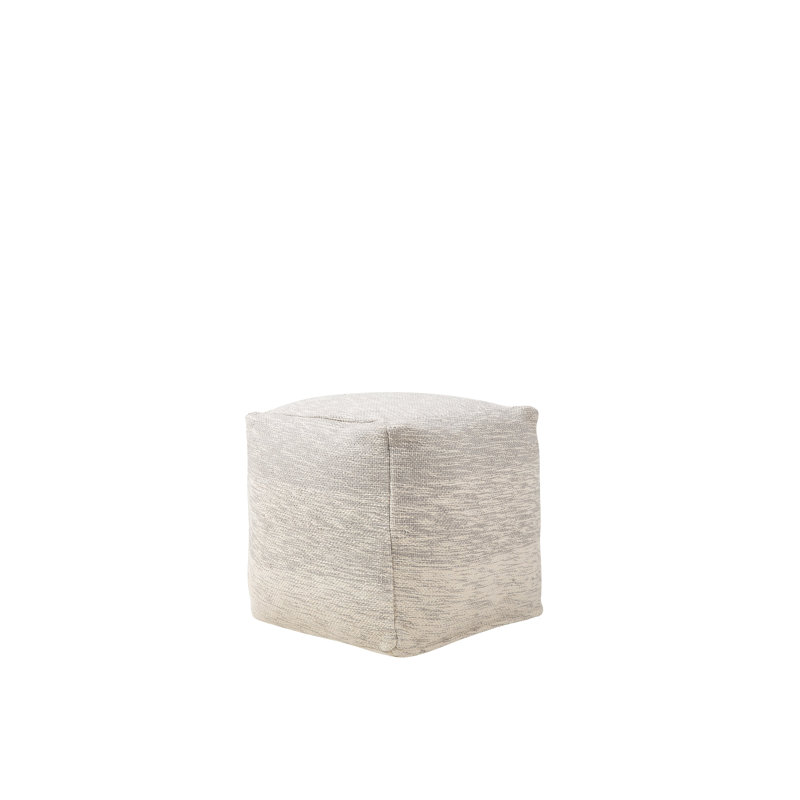 Letian 40cm Wide Square Striped Pouf Ottoman, Light Grey