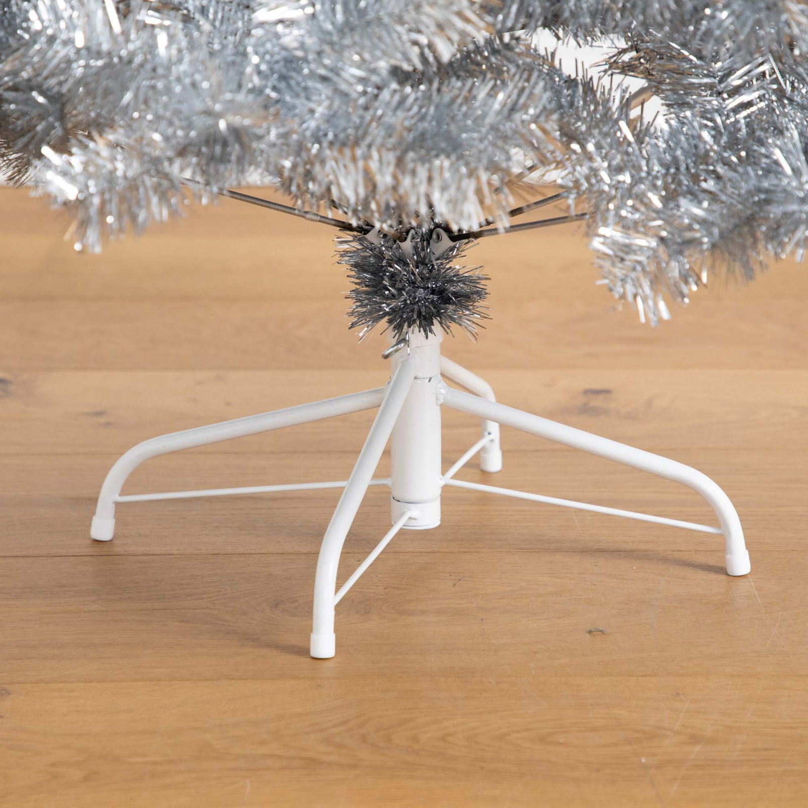 5ft. Artificial Silver Tinsel Holiday Santa's Hat Christmas Tree with Star Topper