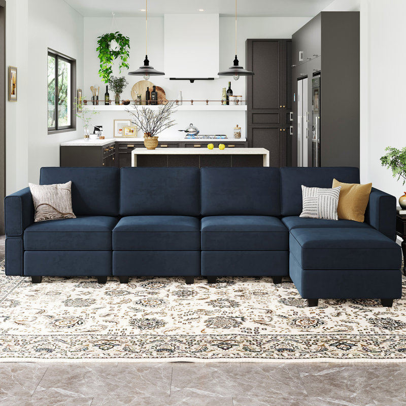 Canapé modulaire en forme de L de 6 pièces 6 pièces avec repose-pieds de rangement et canapé de rangement pour l 6,2 po.
