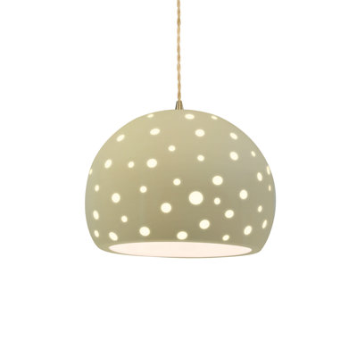 Donati 1-Light Pendant - Muted Yellow - Antique Brass - 12.25"W x 9.25"H - Replaceable Bulb - Beige Twist Cord